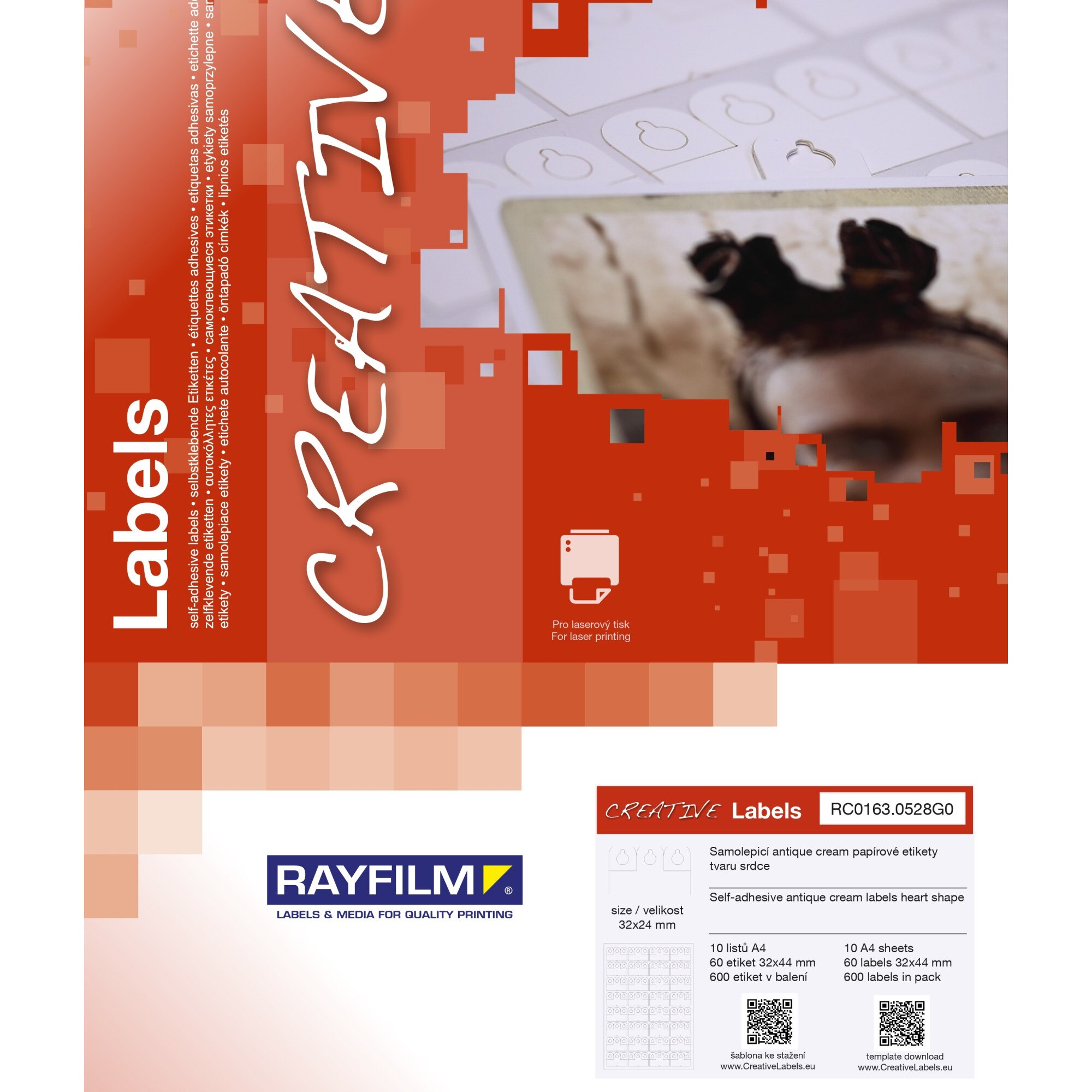 Etichete agatare, alba semilucioasa 250g 32buc/A4 laser 10/set Rayfilm-Creativ