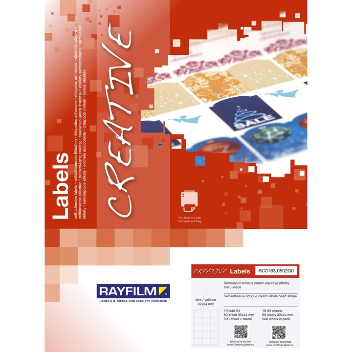 Etichete informare, hartie perlata 15buc/A4 laser 10/set Rayfilm-Creativ