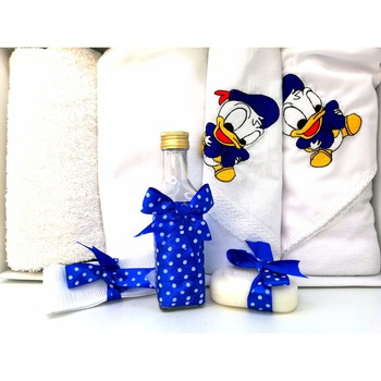 Trusou Botez, 7 Piese, Donald, Alb/Albastru, Bumbac Trusou Botez, 7 Piese, Donald, Alb/Albastru, Bumbac