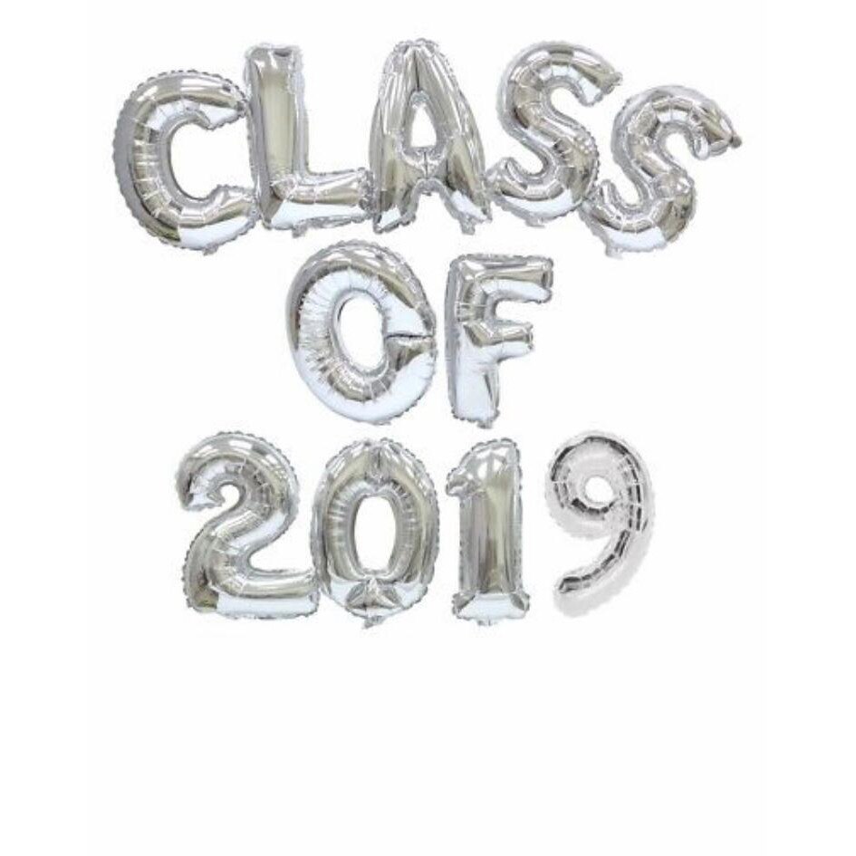 Set 11 Bucati, Balon Folie, Class Of 2019, Argintiu, 105 cm