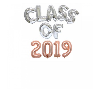 Set 11 Bucati, Balon Folie, Class Of 2019, Argintiu/Rose Gold, 105 cm Set 11 Bucati, Balon Folie, Class Of 2019, Argintiu/Rose Gold, 105 cm