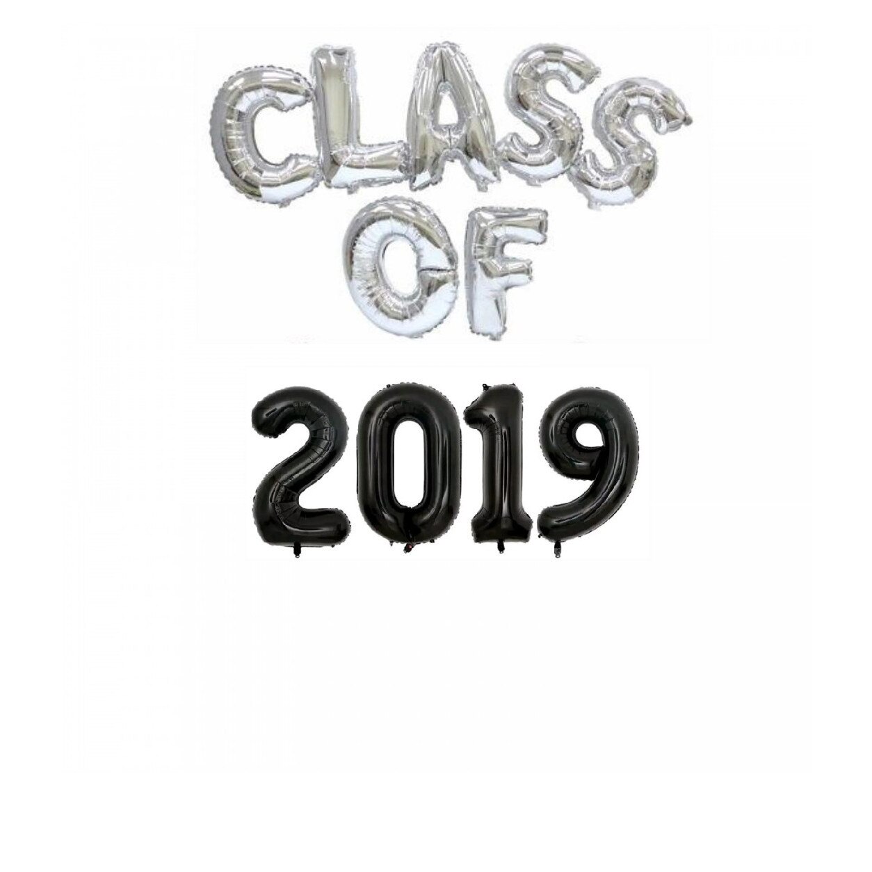 Set 11 Bucati, Balon Folie, Class Of 2019, Argintiu/Negru, 105 cm