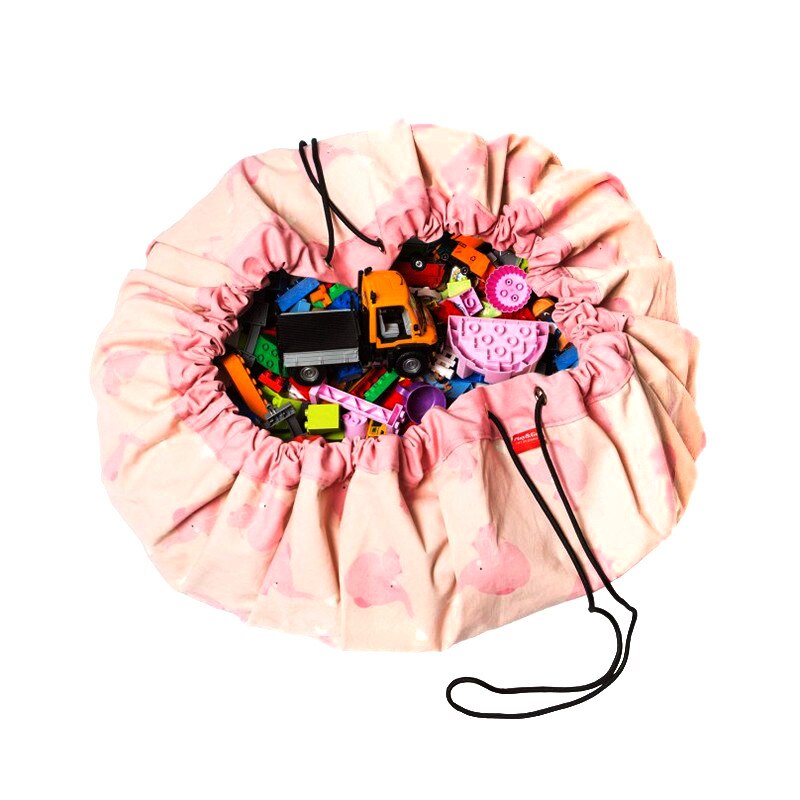 Organizator jucarii si covor de joaca 2 in 1, elefant roz