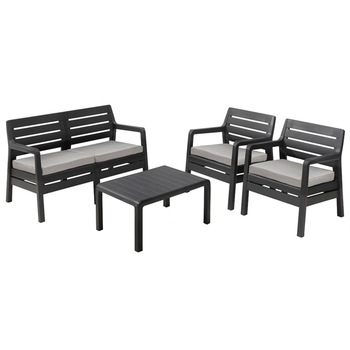 Set mobilier de gradina, Keter, Delano, imitatie lemn Grafit/ Gri-rece Set mobilier de gradina, Keter, Delano, imitatie lemn Grafit/ Gri-rece