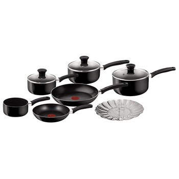 Set de cratite si tigai antiaderenta Tefal® Delight Cookware, 7 bucati, thermospot, negru Set de cratite si tigai antiaderenta Tefal® Delight Cookware, 7 bucati, thermospot, negru