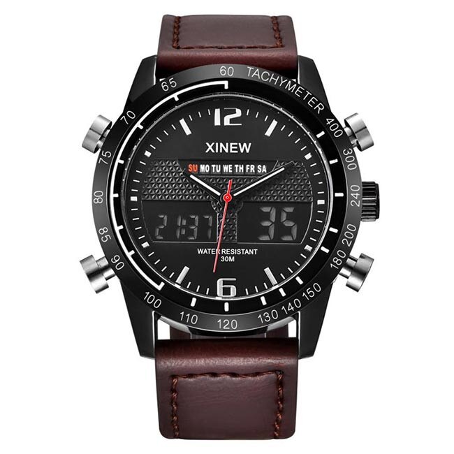 Ceas Unisex Quartz XINEW Casual Elegant Maro, CP99676MO, curea din piele ecologica, afisaj analog-digital