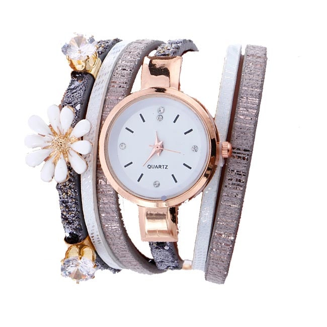 Ceas Dama Quartz Geneva Casual Elegant Gri, CP9998GI, curea din piele, afisaj analog