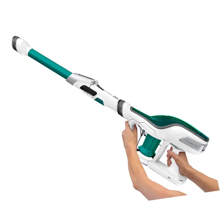 Aspirator vertical Rowenta RH9472WO Air Force 560 Flex, 21.9 V, tehnologie ciclonica, 2 trepte de putere, 0.4 L, Turbo brush, Alb/Verde