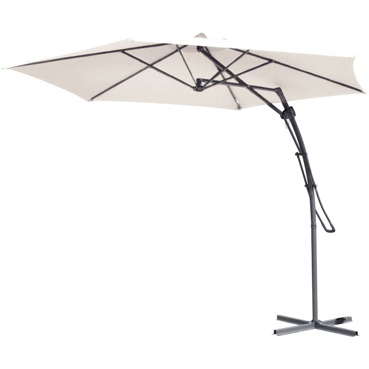 Окачен градиснки чадър Koopman, Диаметър 380 см, Полиестер/Метал, Крем