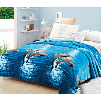 Patura Cocolino moale si pufoasa 2 persoane, bleu cu model, Gia8 Patura Cocolino moale si pufoasa 2 persoane, bleu cu model, Gia8