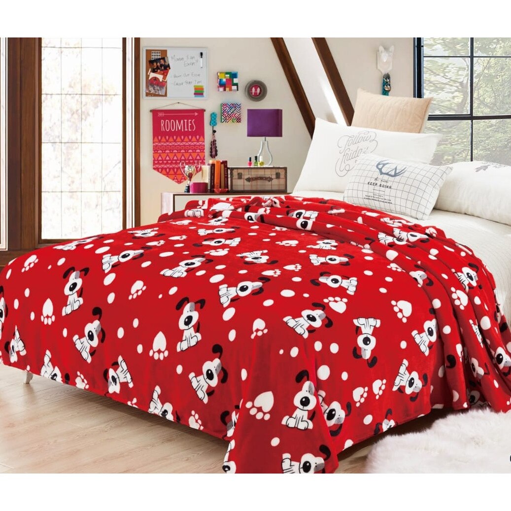 Patura Cocolino pentru 2 persoane, rosu cu model, 200X230cm GR10