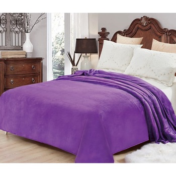 Patura Cocolino pentru 2 persoane, mov cu model, 200X230cm GR15 Patura Cocolino pentru 2 persoane, mov cu model, 200X230cm GR15