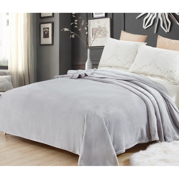 Patura Cocolino pentru 2 persoane, gri cu model, 200X230cm GR16