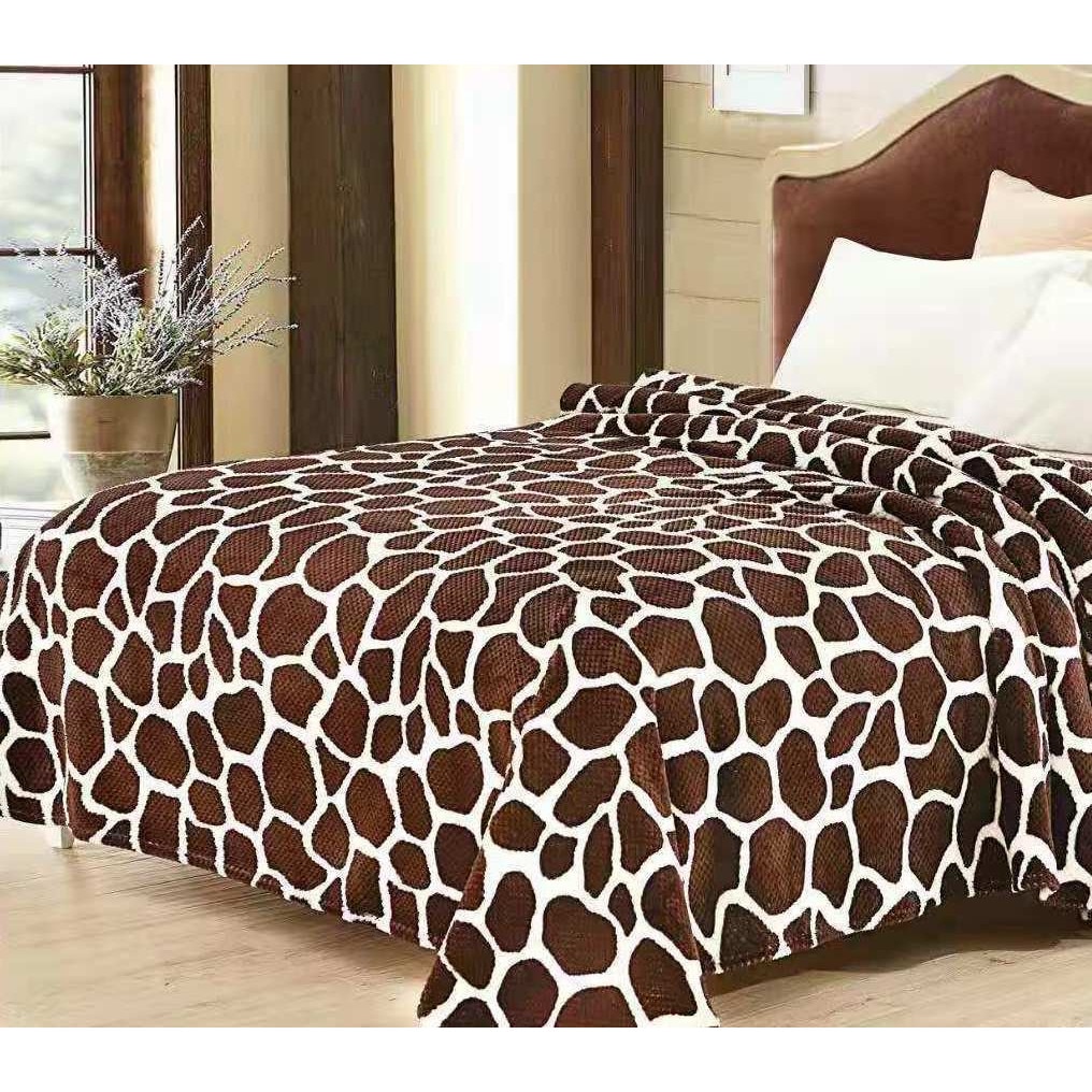 Patura Cocolino moale, maro cu model, punga cadou 200X230cm