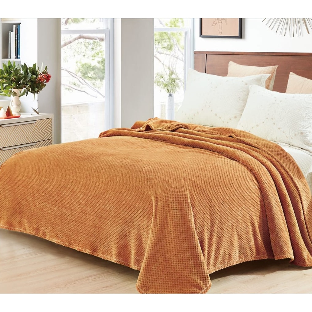 Patura Cocolino moale gofrata punga cadou 200X230cm auriu Gia40