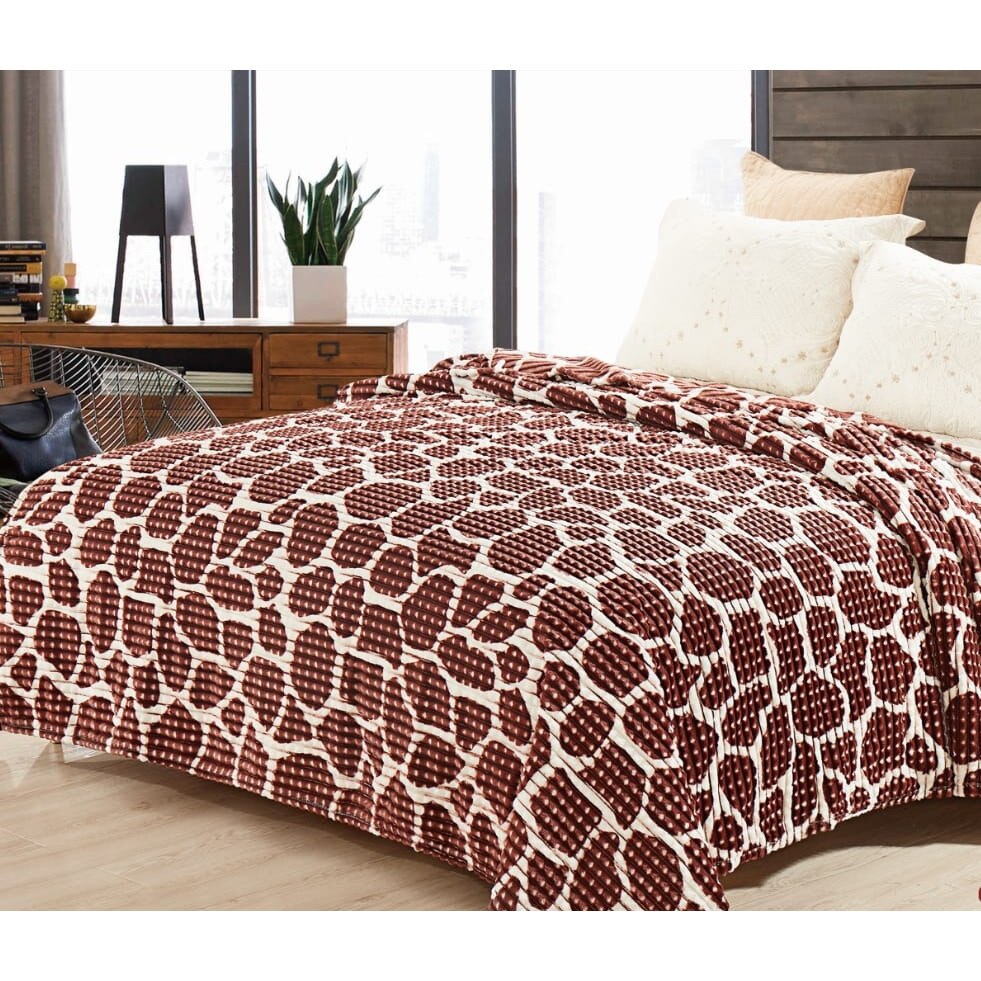 Patura Cocolino moale in patratele punga cadou 200X230cm maro Gia46