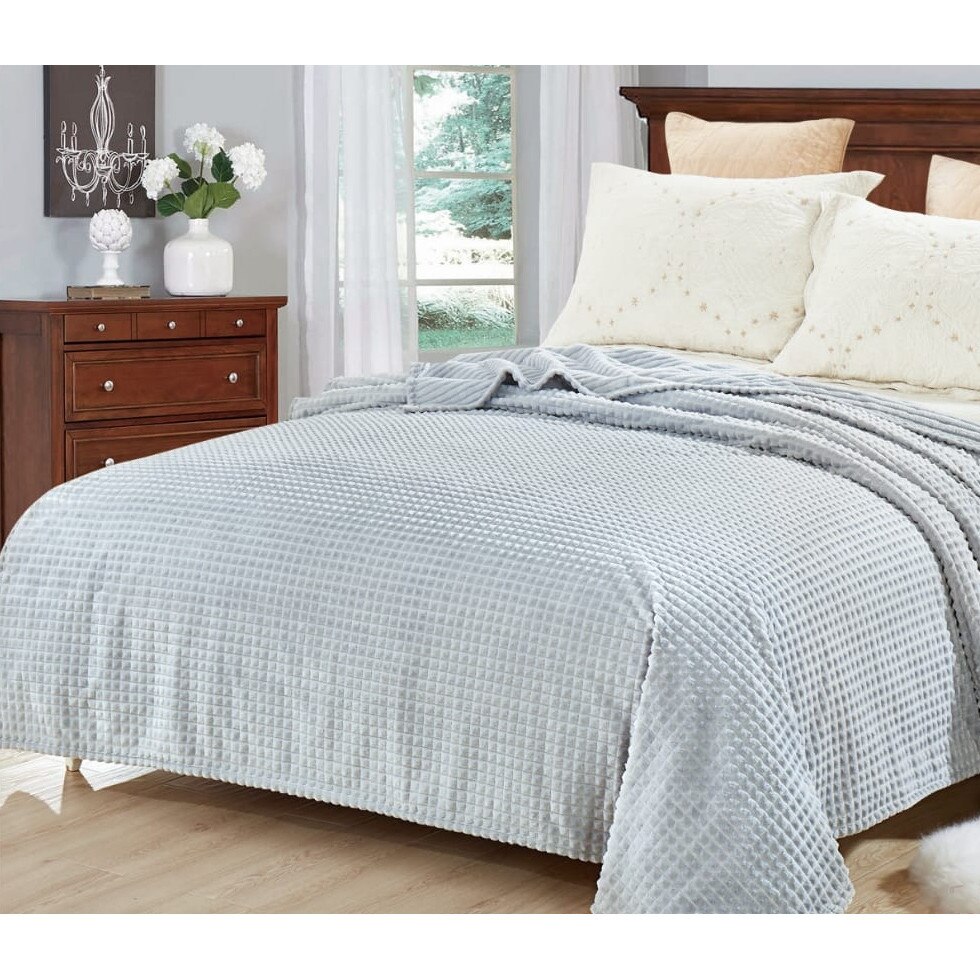 Patura Cocolino moale in patratele punga cadou 200X230cm gri Gia55