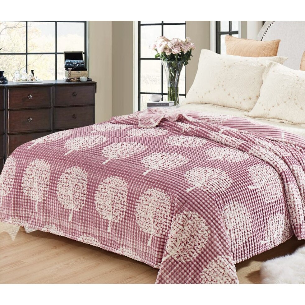 Patura Cocolino moale in patratele punga cadou 200X230cm roz Gia53