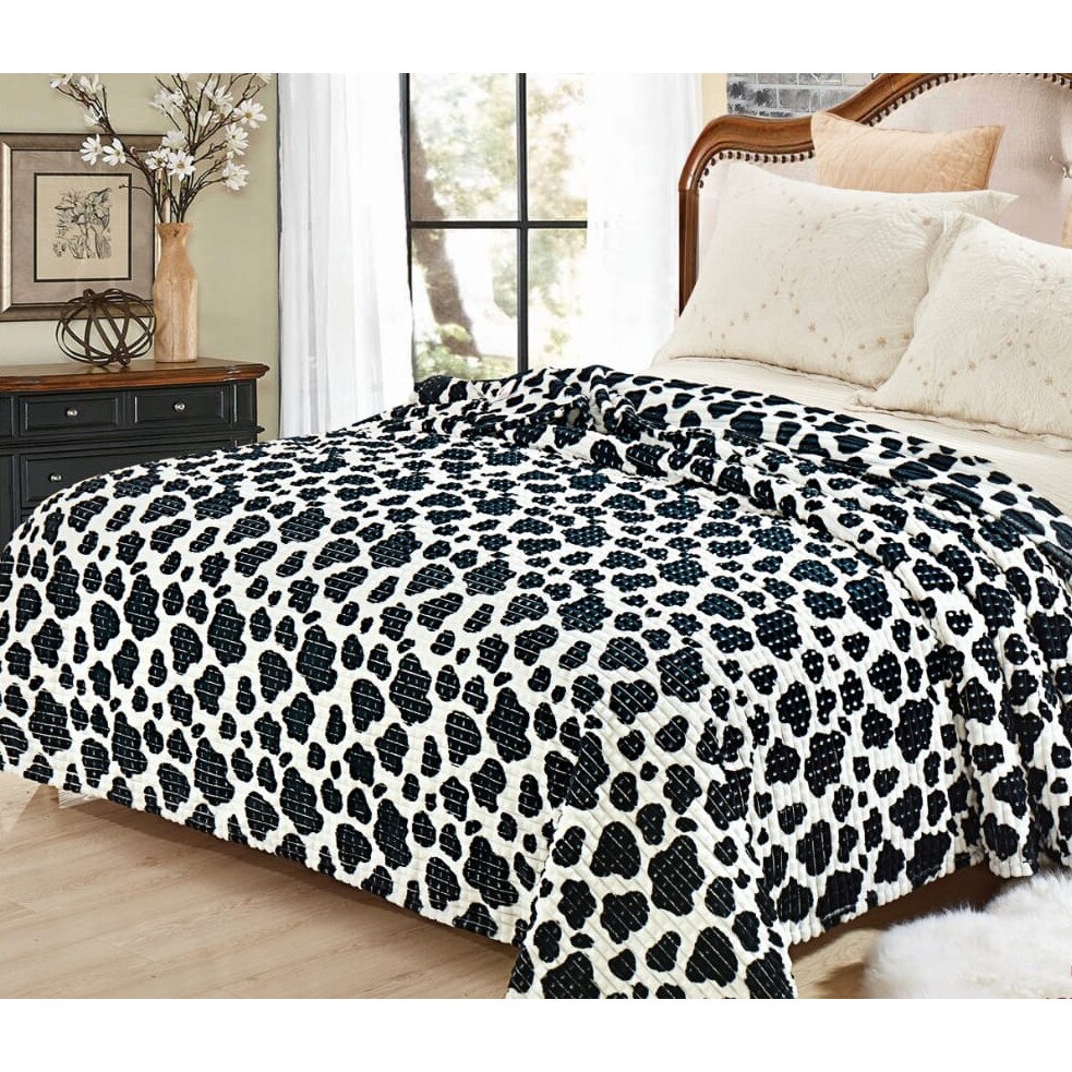 Patura Cocolino moale in patratele punga cadou 200X230cm alb/negru Gia48