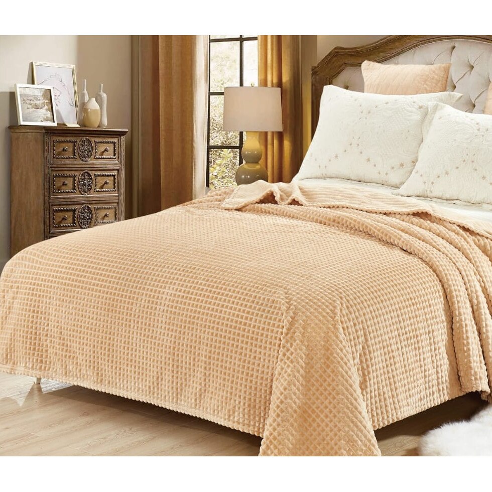 Patura Cocolino moale in patratele punga cadou 200X230cm crem Gia63