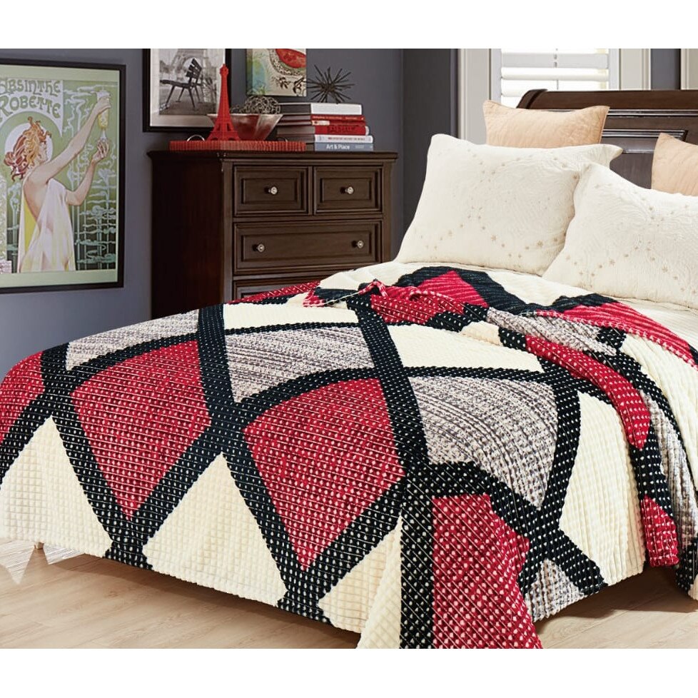 Patura Cocolino moale in patratele punga cadou 200X230cm visiniu Gia51