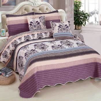 Cuvertura, pentru 2 persoane, 5 piese, bumbac, mov, model Rita49 Cuvertura, pentru 2 persoane, 5 piese, bumbac, mov, model Rita49