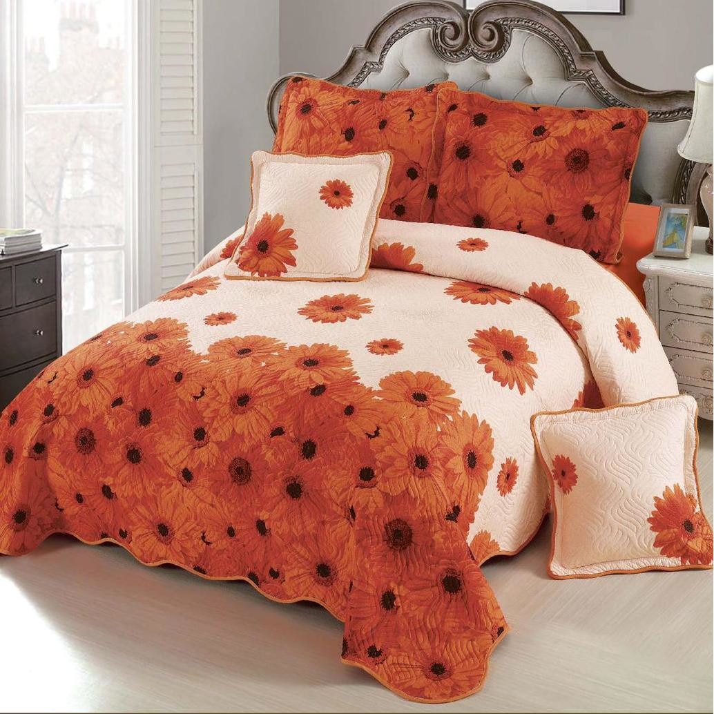 Cuvertura, pentru 2 persoane, 5 piese, bumbac, galben/alb model Rita51