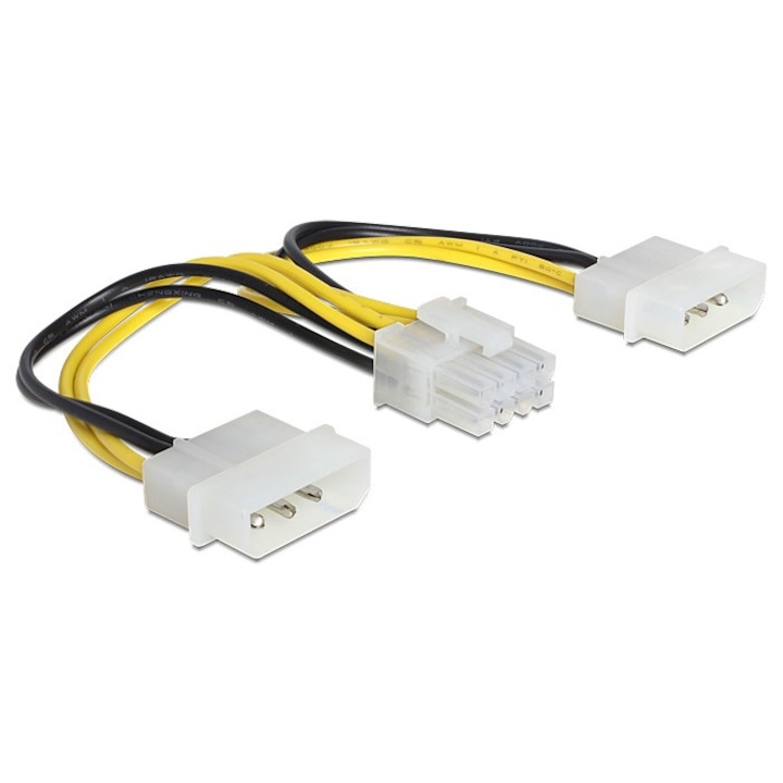 Кабел Захранващ EPS 8 Pin - 2 x Molex 4 pin 15cm, Delock 83410