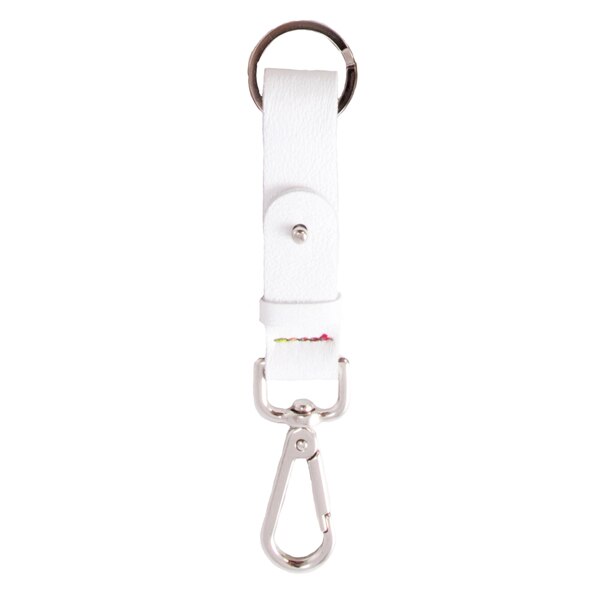 Breloc piele naturala, Rainbow Bianco