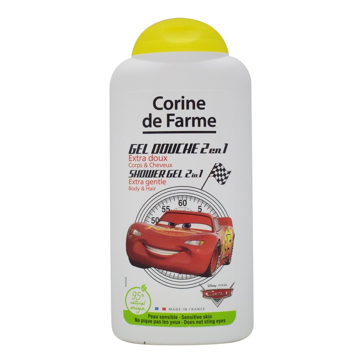 Gel de dus corp, fata si par pentru copii 2in1 Corine de Farme Disney Cars 250ml