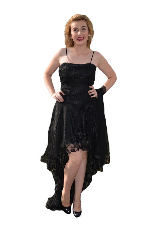Rochie de ocazie cu insertie de broderie,D&J Exclusive, Negru