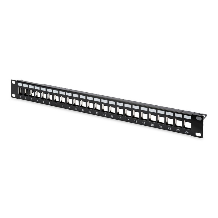 DIGITUS Patch panel, 24 port, RJ45, árnyékolt