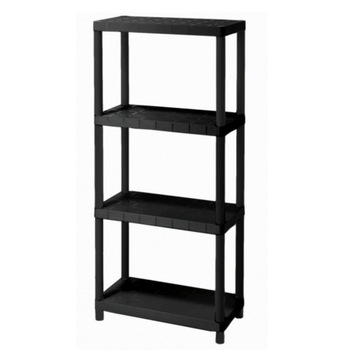 Raft depozitare cu 4 polite, plastic negru, 60x30x135 cm Raft depozitare cu 4 polite, plastic negru, 60x30x135 cm