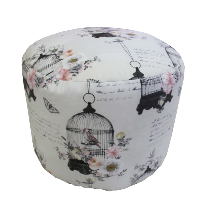 Taburet Dekoratex Shabby Chic, poliester imprimat, 35 x 45 cm, motiv Colivie