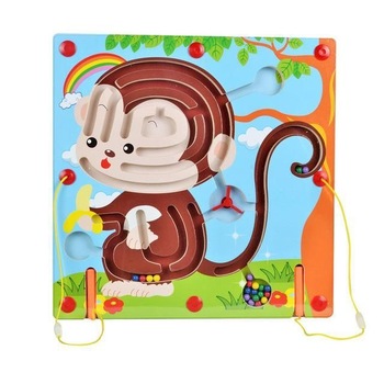 Labirint din lemn cu stilou magnetic in forma de maimuta, 30 cm, coordonare mana- ochi, multicolor Labirint din lemn cu stilou magnetic in forma de maimuta, 30 cm, coordonare mana- ochi, multicolor