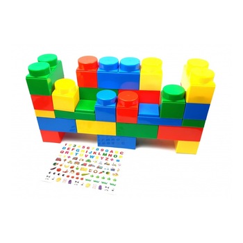 Joc de construit, cuburi pentru copii - Jucarie cu 32 piese de mari dimensiuni Joc de construit, cuburi pentru copii - Jucarie cu 32 piese de mari dimensiuni