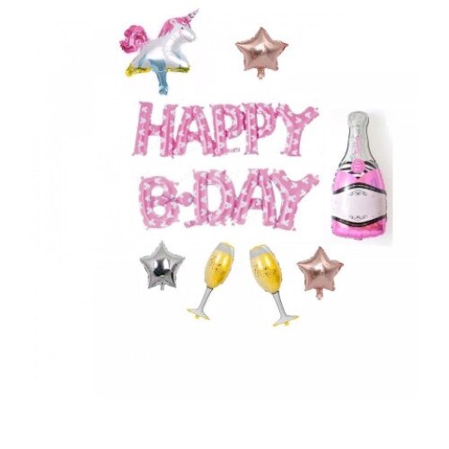 Set 7 Baloane, Happy B-Day, Sampanie, Multicolor