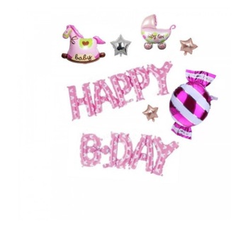 Set 7 Baloane, Happy B-Day, Bomboana, Multicolor Set 7 Baloane, Happy B-Day, Bomboana, Multicolor