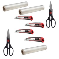 pachet 2 x foarfeca multifunctionala  4 x cutter semiprofesional  3 x folie stretch paletizat latime-500mm imagen 15_0_
0