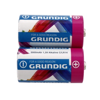 Set 2 baterii alcaline Grundig C/LR14, 1.5V, 3000 mAh, Multicolor Set 2 baterii alcaline Grundig C/LR14, 1.5V, 3000 mAh, Multicolor