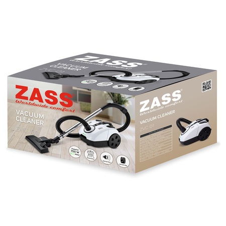 Aspirator cu sac Zass ZVC 01, putere 700 W max. , putere la perie ≥ 197W, capacitate sac de praf de 2 litri