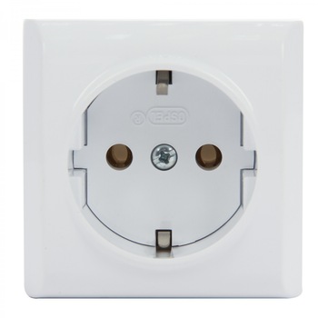 Priza Ospel, simpla, aparenta cu rama inclusa, contact de protectie, alba, 55 x 55 x 35 mm Priza Ospel, simpla, aparenta cu rama inclusa, contact de protectie, alba, 55 x 55 x 35 mm