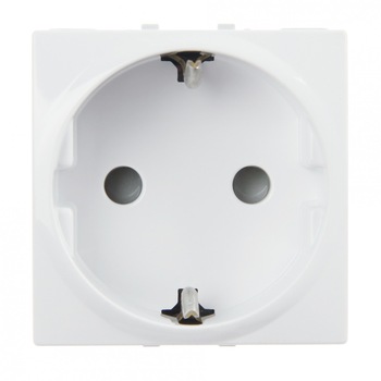 Priza Schneider Electric, simpla, incastrata, alba, modulara - 2, contact de protectie, 45 x 45 x 40 mm Priza Schneider Electric, simpla, incastrata, alba, modulara - 2, contact de protectie, 45 x 45 x 40 mm