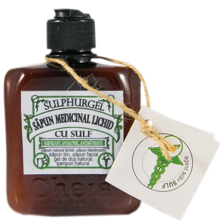 Sapun medicinal Lichid cu Sulf (sampon + gel de dus natural), Sulphurgel, 300 ml