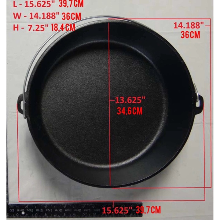 Ceaun din fonta cu capac - cuptor olandez Lodge 36 cm 9,5 litri L-14DCO3