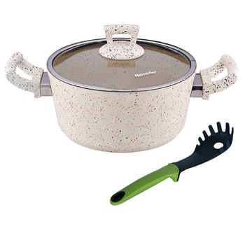 Oala Hascevher Germanitium granite 26x11cm 5,8l culoare crem cadou lingura paste Oala Hascevher Germanitium granite 26x11cm 5,8l culoare crem cadou lingura paste