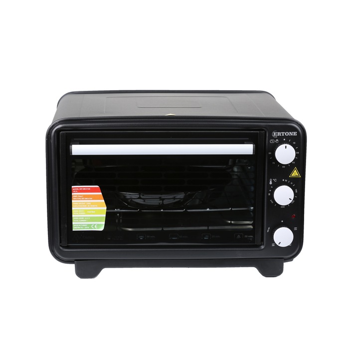 Ertone MN 9100N Elektromos sütő, 1420W, 36L, Forgatható funkció, Rozsdamentes acél fűtőelemek, Fekete