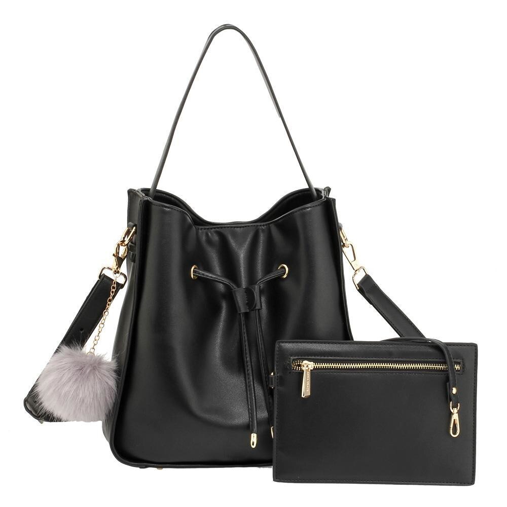 Geanta de Umar Neagra, 2 piese, Piele ecologica