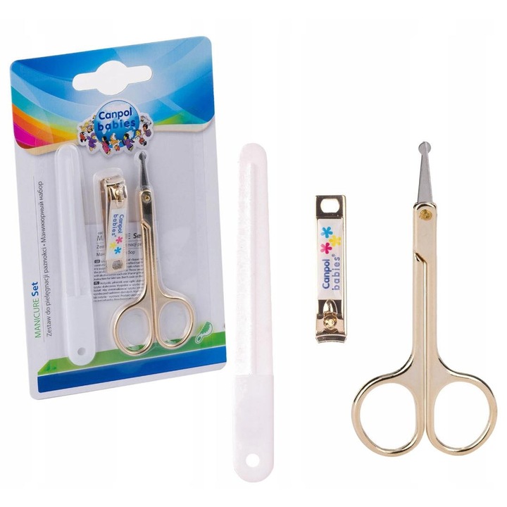 Set 3 piese pentru manichiura copii Canpol Babies 9/809, Alb