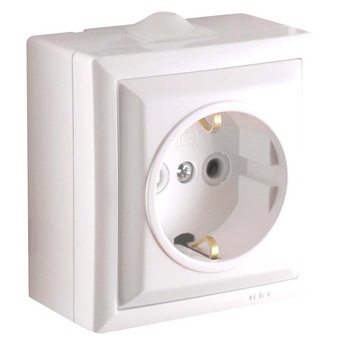 Priza simpla Elegant, aparenta, ceramica, culoare alba, rama inclusa, contact de protectie Priza simpla Elegant, aparenta, ceramica, culoare alba, rama inclusa, contact de protectie